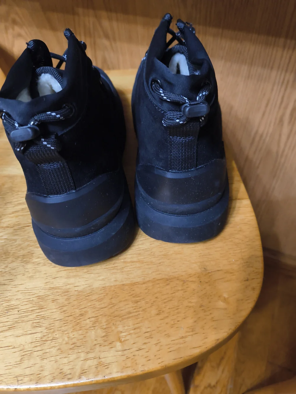 Men's Black Suede Elastic Lace Closure Casual Boots